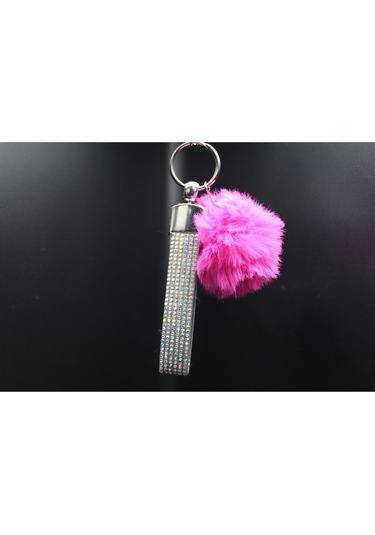 Yaldızlı Taşlı Minik Ponpon Seçenekli Anahtarlık
