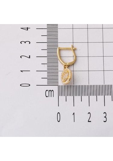 Oval Sallantılı Baget Altın Küpe 14 Ayar Kpca32584