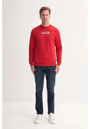 Cazador Pamuk Karışımlı Mevsimlik 3 İplik Slim Fit Sweatshirt-53875 Kırmızı