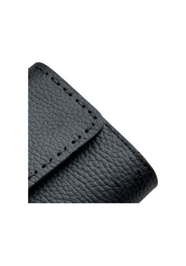 Siyah %100 Hakiki Deri Dikiş Detaylı Gizli Mıknatıslı Kapaklı Özel Tasarım Kadın Cüzdan Portföy Siyah