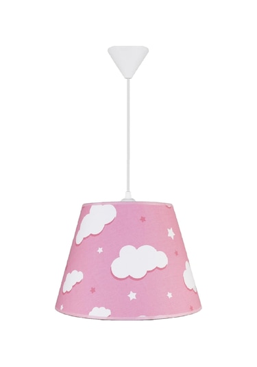 Şenay Aydınlatma Çocuk Odası Konik Kumaş Avize Sarkıt-Pembe Bulut