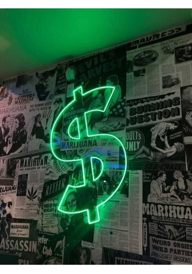 Twins Led Dolar Şekilli Neon Pleksi Tabela Yeşil Model:model:16233366