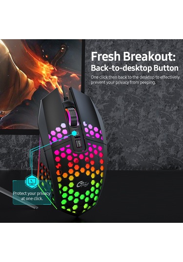 X801 Kablolu Rgb Oyun Faresi, 7 Programlanabilir Düğme, Masaüstüne Dönüş Düğmesi, 6 Ayarlanabilir Dpı Seviyesi, 7 Aydınlatma Modu, Siyah X801
