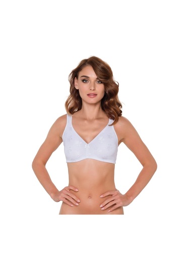Pamuklu Dantelli Beyaz Renk Cepli Protez Sütyen Beyaz