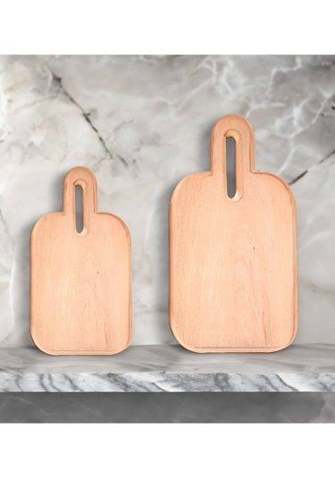 2'li Miraç Kayın Ağacı Dekoratif Kesme Ve Sunum Tahtası