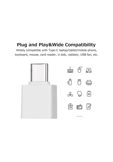Wezone Type-c'den Usb 2.0'a Çevirici, 480mb/s Hızlı Aktarım, Mini Taşınabilir, Tüm Cihazlarla Uyumlu Beyaz Adaptör