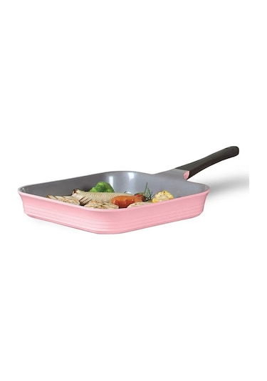 Neoflam Seramik 28 Cm Grill Tava Romantik Pembe siyah