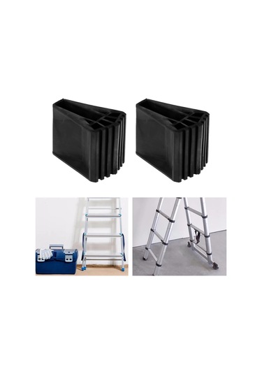 Homyl 2x Merdiven Ayak Örtüsü Kaymaz Teleskopik Siyah