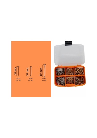 260 Adet Paslanmaz Beton Çivisi Seti - 3 Çeşit Çelik Beton, Duvar, Parke Çivisi Çivi Beton Çivisi Tr Diğer