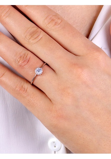 Torgovyj Dom Uvelir Holding 925 Ayar Gümüş Taşlı Zarif Nişan Yüzüğü 140973739 Gümüş