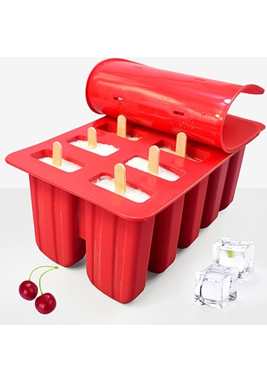 Ximistore9 Yüksek Kaliteli Silikon Dondurma Kalıbı 10'lu - Taze Dondurma, Buz Çubuğu Hazırlama Aleti + Konik Huni Çok Renkli