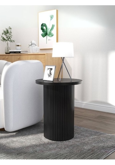 Leonora Bohem Ahşap Yan Sehpa Siyah