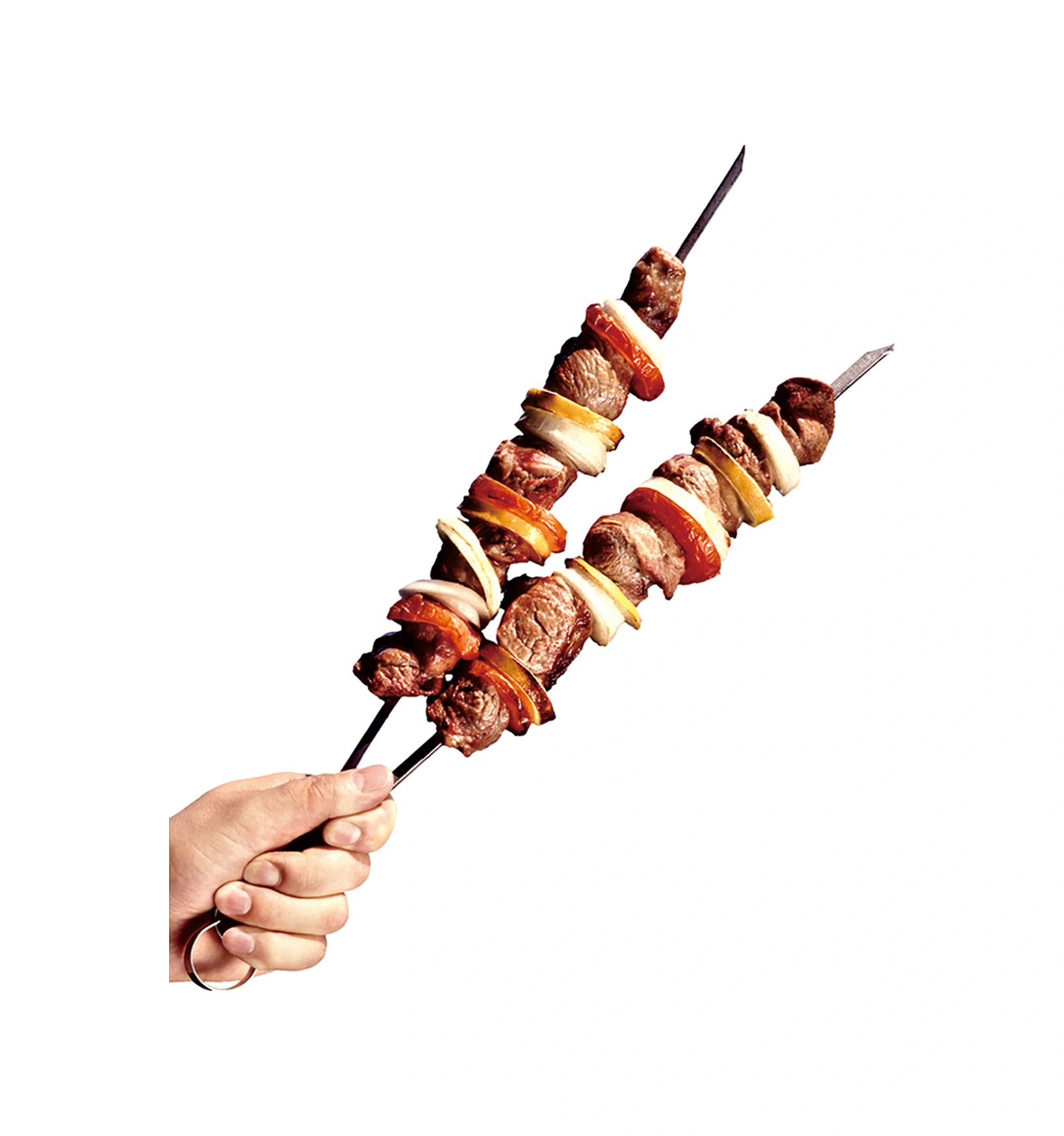 Geeroyoo 12 Adet 33.8cm Gıda Kalitesi Paslanmaz Çelik Şiş, Düz Uçlu, Kavrama Kolu Ve Kanca Tasarımı İle Bbq, Tavuk, Et, Sebze İçin Uygun Gümüş