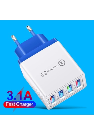 Alloyseed Qc 3.0 Hızlı Şarj Aleti 5v 3a 4 Port Usb Şarj Adaptörü Led Işıklı Telefon Aksesuarı Br Chınadistribütör Garantili