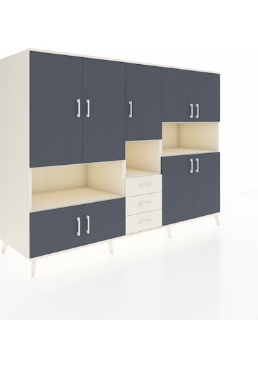 Kronos Dolap 13 Raflı 3 Çekmeceli 9 Kapaklı 220x59x163 Aytaşı-ant Aytaşı-antrasit/aytaşı