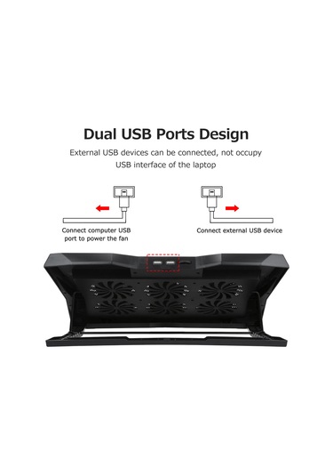 Reedark 6 Fanlı Katlanabilir Taşınabilir Laptop Soğutucu - 6 Kademeli Ayarlanabilir Yükseklik, Düşük Gürültü, Çift Usb Port