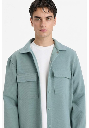 Defacto Esnek Kumaş Twill Gömlek E7689ax26spgn1175 Yeşil-gn1175