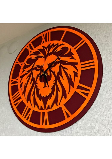 Aslan Temalı Galatasaray Duvar Saati Dekoratif Taraftar Saati Çok Rekli