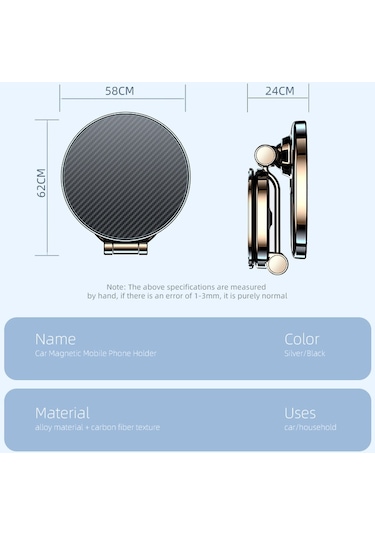 Cbtx Global Karbon Fiber Doku Araba Yapışkan Taban Manyetik Emme Alaşımlı Telefon Tutucu Katlanır Braket - Siyah