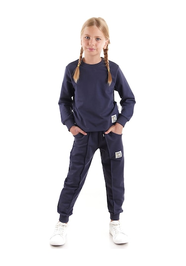 Ahengim Kız Çocuk Back To School Pamuklu Trend Eşofman Takımı Ak2529 Füme