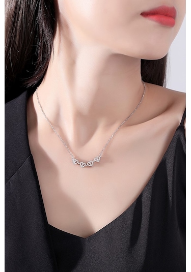 Yonca Ve Kalpli Kadın Çelik Kolye 2 Farklı Kullanım Şekli Eck46 001