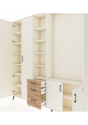 Arges Dolap 13 Raflı 3 Çekmeceli 4 Kapaklı 220x30x243 Aytaşı-aytaşı/çam Aytası/atlas Çam