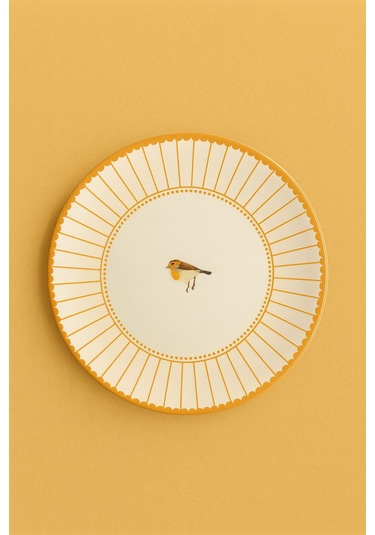 Seramık 6 Kısılık Kuş Desenlı 14 Parca Seramık Kahvaltı Takımı Beyaz