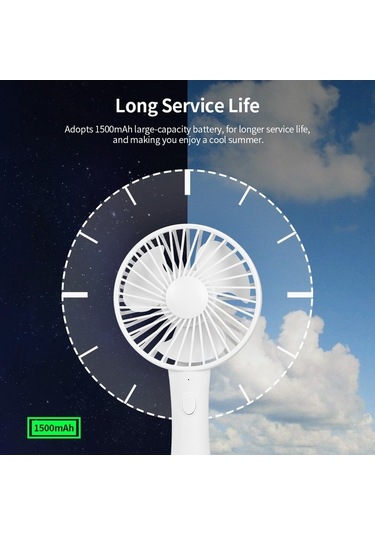 Yunboo Taşınabilir Şarjlı Mini Usb Fan - 3 Hızlı Modlu Kablosuz Şarj Özellikli Siyah Siyah