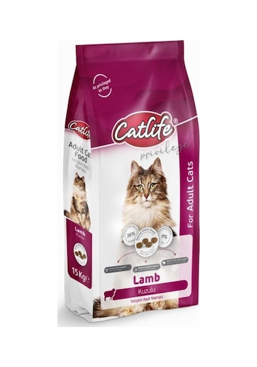 Catlife Kuzu Etli Yetişkin Kedi Maması 15 KG