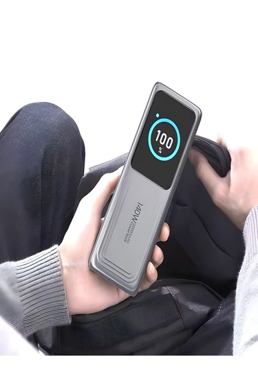 30000mah 140w Hızlı Şarjlı Tft Ekranlı Kendinden Type-c Kablolu 2type-c 1usb Girişli Powerbank siyah