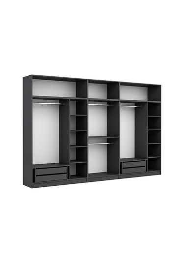 Kale 8 Mebran Panjur Kapaklı 4 Çekmeceli Dolap Ve Yüklük Antrasit 255cm Antrasit