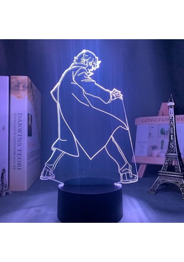 Goldenqian Shirou Ogami Anime 3d Erkek Için Gece Lambası 16 Renk Kız Odası Dekor Illusion Led Lamba Usb Manga Shirou Ogami Şekil Uygun Çocuklar Hayranlar Noel Hediyeleri Echpıa Siyah