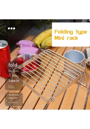 Ulzyvf Taşınabilir Paslanmaz Katlanır Kamp Kamp Izgarası Izgarası Izgarası Gümüş Çelik Ateşi Bb Gümüş