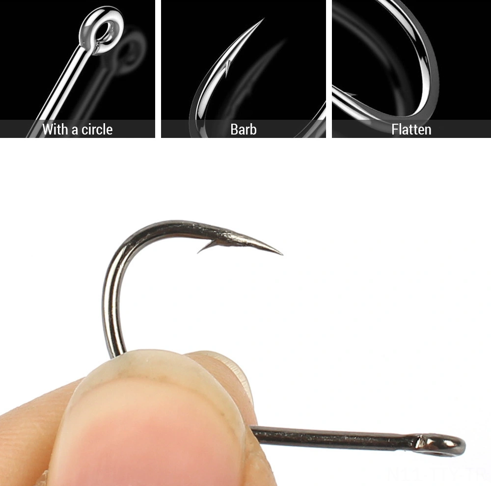 Dianziye 9 Numara 100 Adet Yüksek Karbon Çelik İğne, Dairesel Yüzeyli, Ters İğne, Akvaryum/nehir/deniz Uygun Balık İğnesi Seti