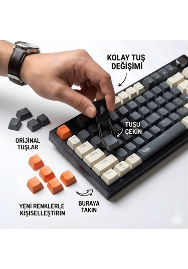 Rgb Kablolu Mekanik Oyuncu Klavyesi Mavi Switch Gasket Yapı Rgb Gaming Kablolu Klavye, Gaming Keyboard Rgb Gameagle Numpadli Full