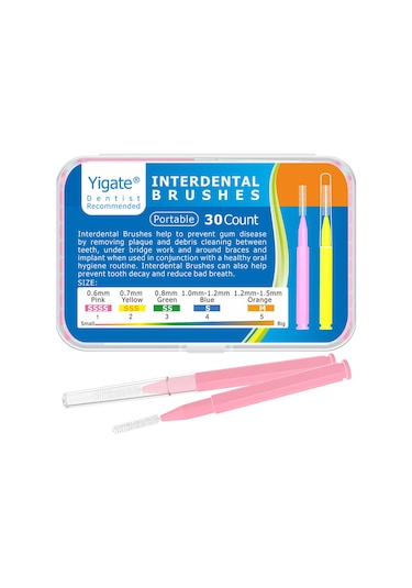 Wezone Yumuşak Kıllı Diş Arası Fırçası - I Tipi, 30 Adet, Aile Kullanımı İçin Uygun, Koruyucu Kapaklı, Pembe 0.6mm