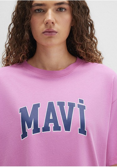 Mavi - Mavi Logo Baskılı Pembe Tişört 1600843-71033 Pembe