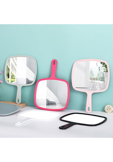 Asma Delikli Kırmızı Büyük El Aynası Makyaj Aynası Diğer