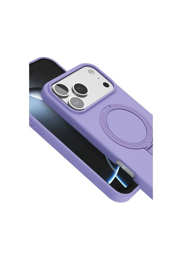 Özel Apple I Phone 17 Pro Regal Magsafe Standlı Kapak - Lila Fırsat