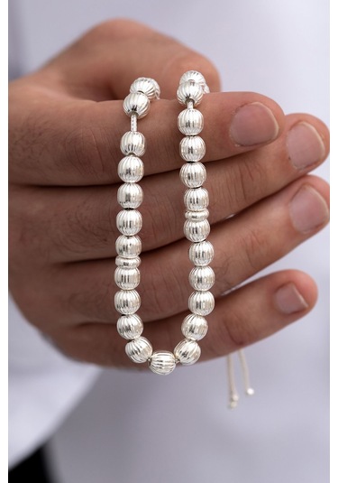 Gümüş Tespih Çizgili Küre Küçük Boy 16,5gr
