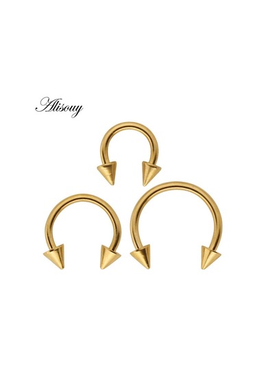 Altın 1 Adet Renkli Paslanmaz Çelik At Nalı Spike Burun Septum Yüzükler Kaş Tragus Küpeler Vücut Pirsing Nariz Takı Piercing 10mm