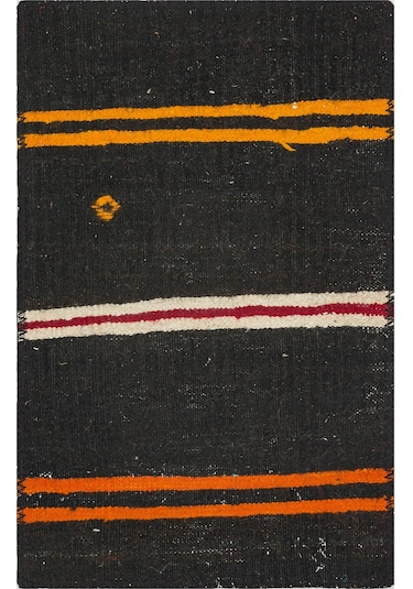 Gerçek El Dokuma Sari Turuncu Rengi Kilim Paspas