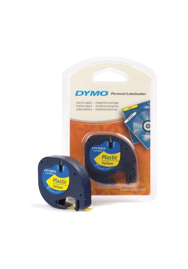 Dymo Letratag S0721620 Sarı Plastik Yedek Şerit Etiket 12MM X 4M