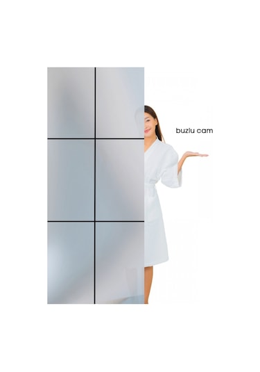 Durul Duşakabin Kare Siyah Çizgi 5Mm Buzlu Siyah