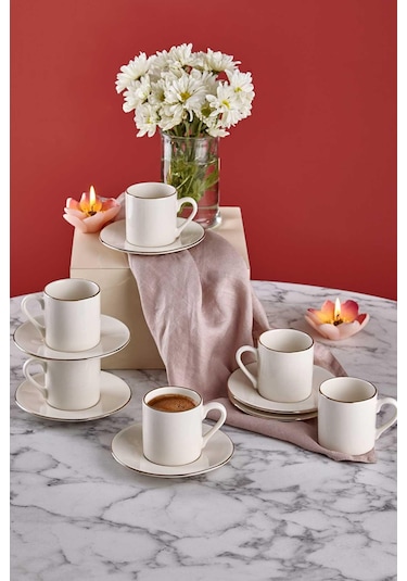 Neva N3263 Lilyum Plus 6 Kişilik Kahve Fincan Takımı