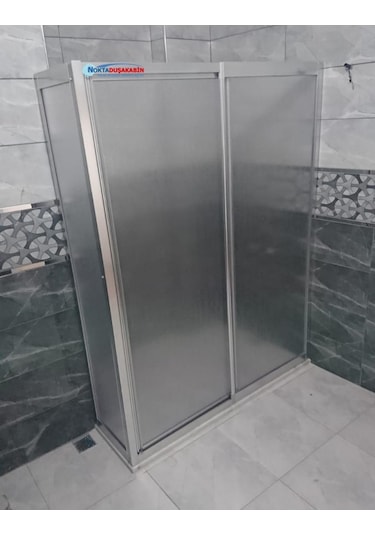 Nokta Duşakabin Teknesiz Mika Duşakabin Önden Girişli Yan Sabit Panel Şeffaf