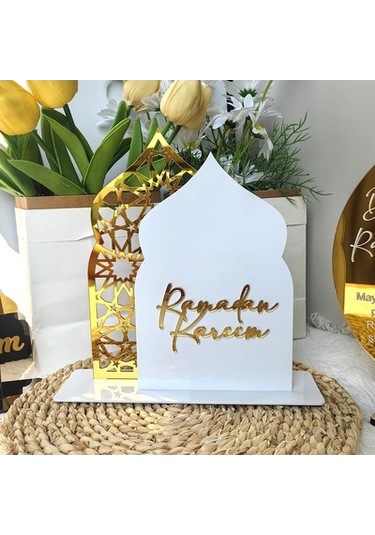 Lijinxu Ramazan Masa İşareti Süsleme Hediyesi Beyaz-altın