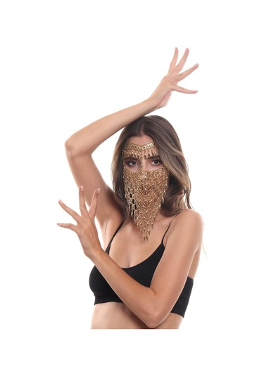 Kadın Altın Renk Kaplama Ayarlanabilir El Yapımı Peçe Altın