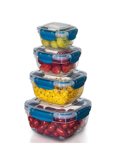 4'lü Set Master Kare Saklama Kabı 275 Ml - 500 Ml - 900 Ml - 1500 Ml 001