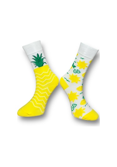 3'lü Unısex Limon Avokado Ananas Tasarımlı Esnek Nem Alabilen Pamuklu Spor Soket Çoraplar Çok Renkli